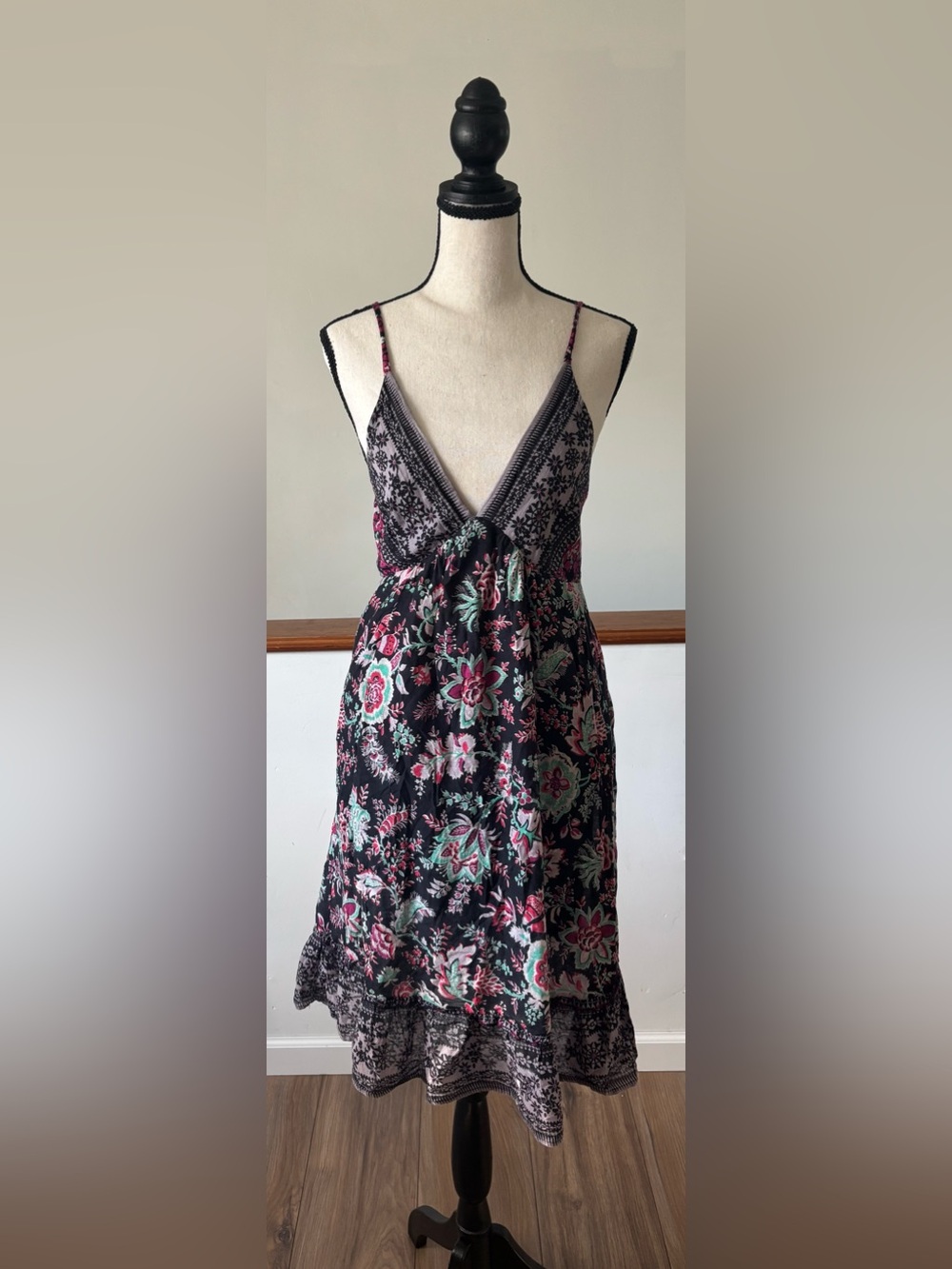 Bhags Boho Floral Cotton V-neck  Dress